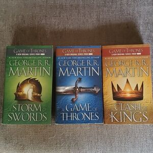 Book 1, 2 and 3 of games of thrones series by George R. R. Martin